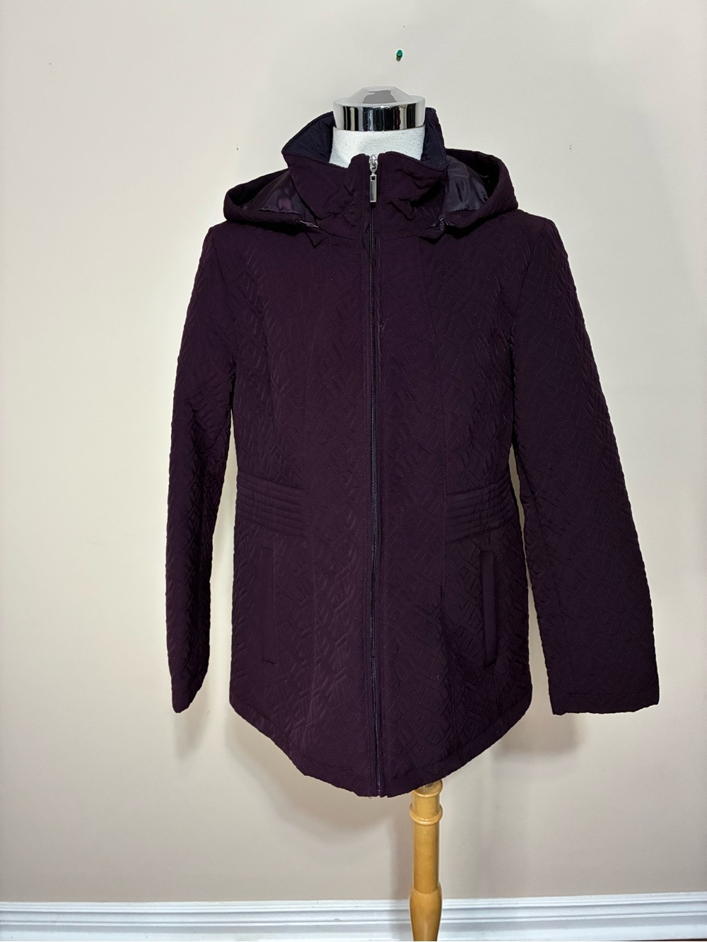Laura Petite Quilted Hooded Pea Coat